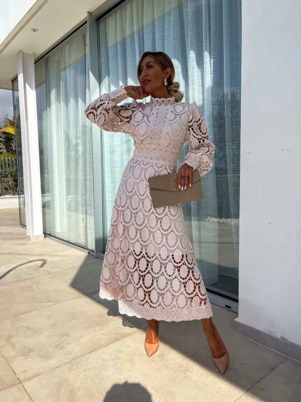 sachin and babi light blue dress Elegant Crewneck Long Sleeve Midi Dress  ALEXIA ADMOR
