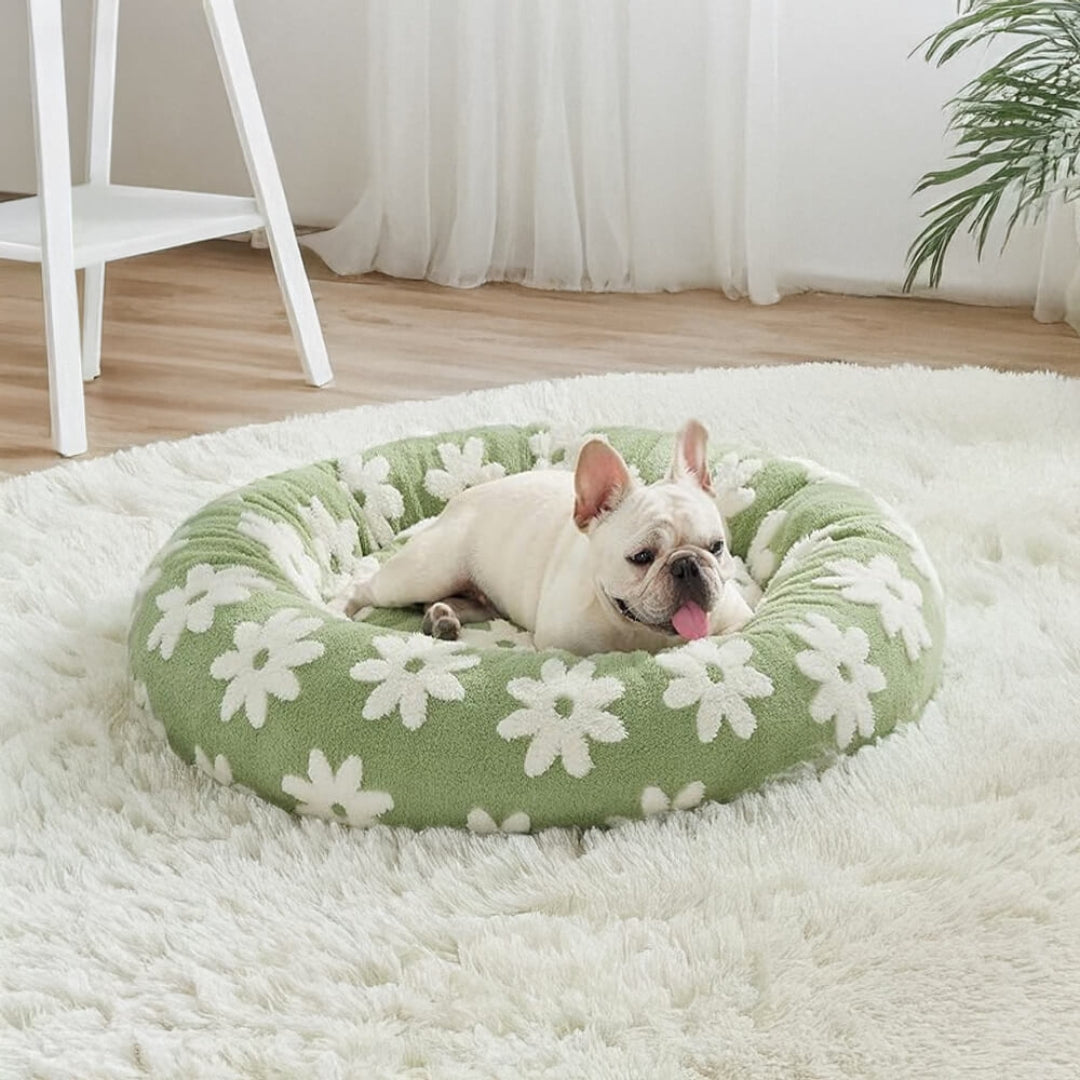 Cozy Orthopedic Dog Bed Featuring Floral Checkerboard Style