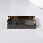 Luxe Ceramic Bathroom Set | Golden Accent Accessories Kit Soap dish black