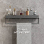 Modern Slim Wall Shelf with Adhesive Mount and Towel Bar 50 cm - With towel holder