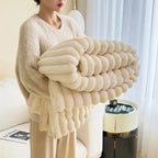 Plush Ribbed Blanket for Cozy Warmth and Daily Comfort Use Off-White