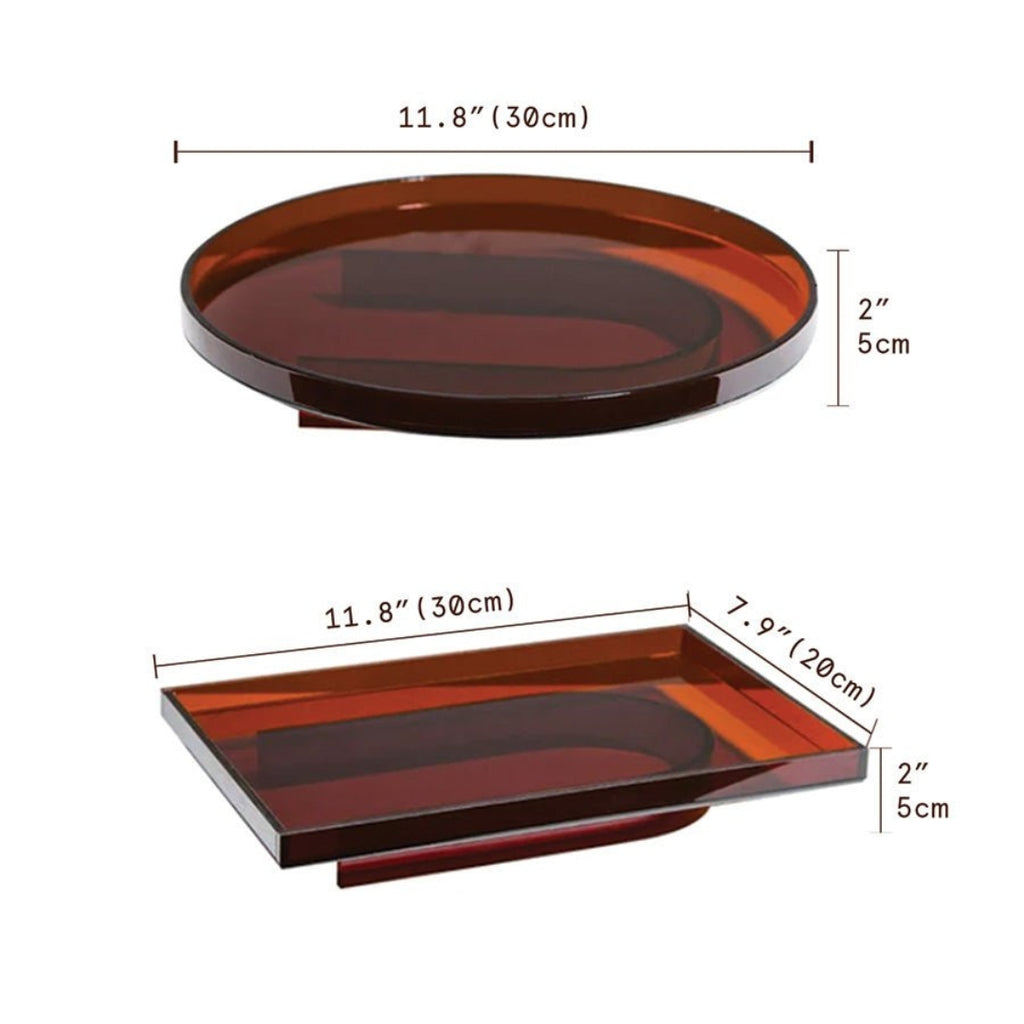Minimal Orange Acrylic Serving Tray for Rectangular Round Use