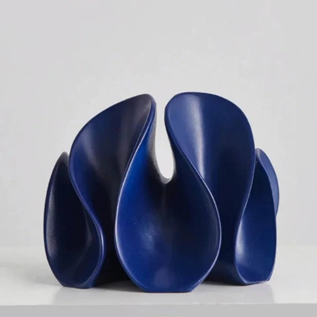 Architectural Bloom Wave Sculpture for Statement Home Decor Blue