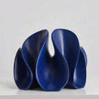 Architectural Bloom Wave Sculpture for Statement Home Decor Blue