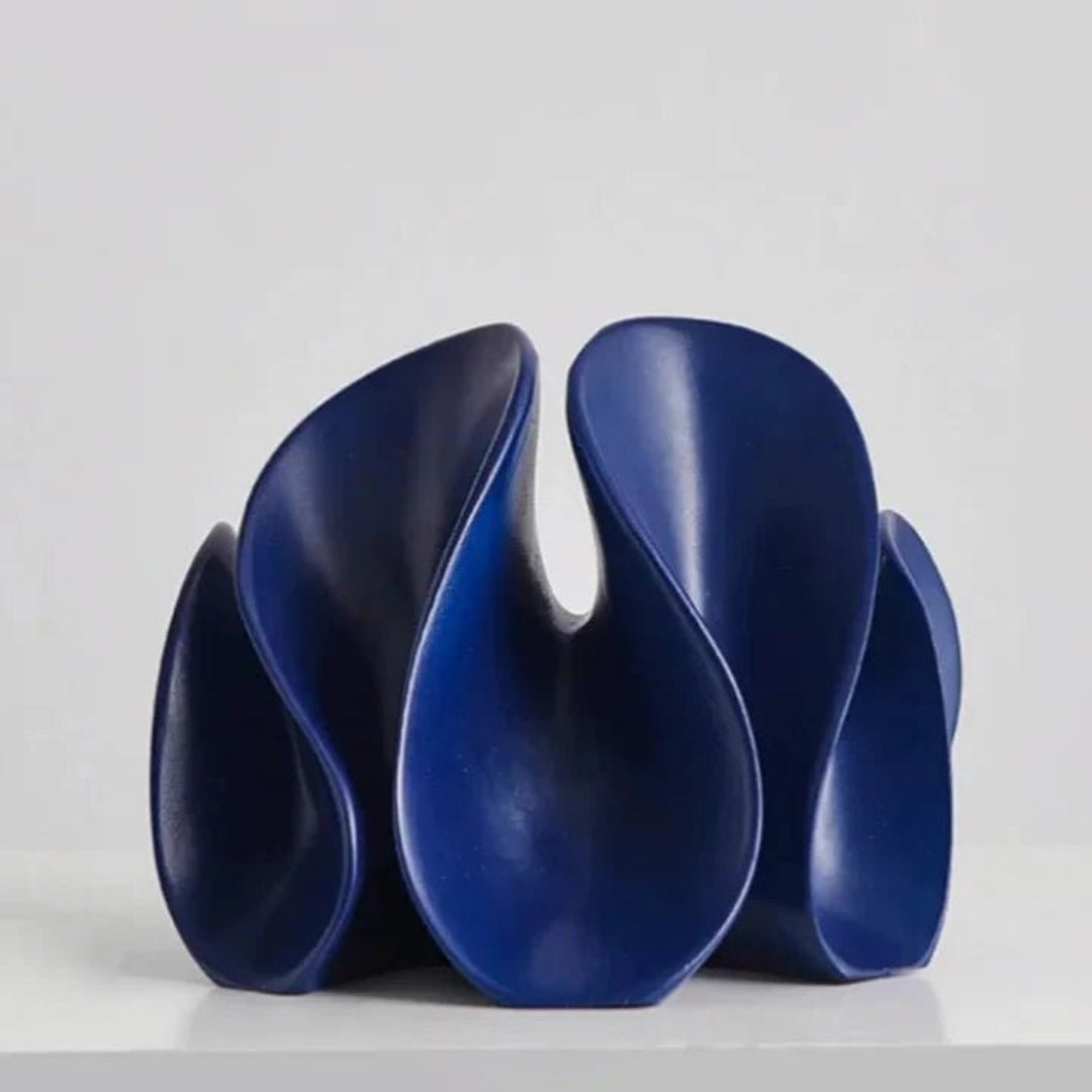 Architectural Bloom Wave Sculpture for Statement Home Decor Blue