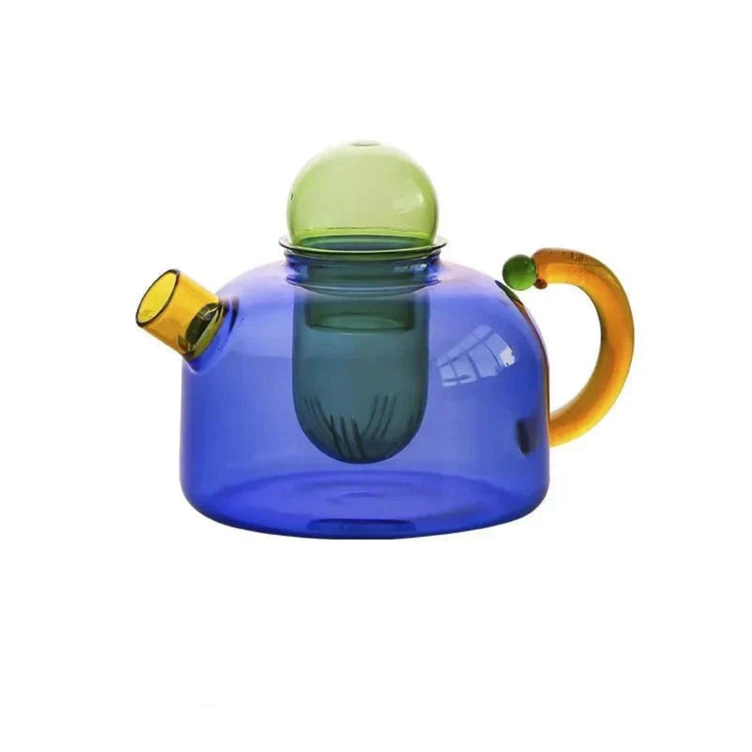 Minimalist Heat Resistant Glass Tea Set for Modern Kitchens Blue Kettle