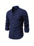 Men’s Comfortable Button-Up Shirt with Flattering Fit Navy Blue