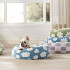 Cozy Orthopedic Dog Bed Featuring Floral Checkerboard Style