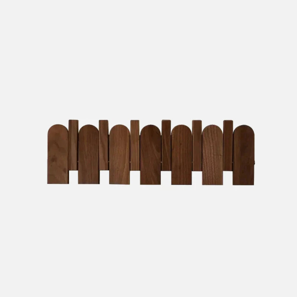 Walnut Wooden Wall Coat Rack | Minimalist Foldable Hooks Brown Medium