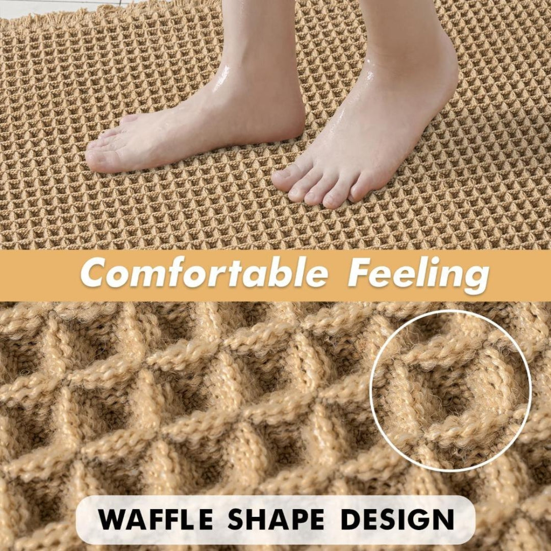 Plush Waffle Bath Mat | Absorbent Non Slip Bathroom Rug