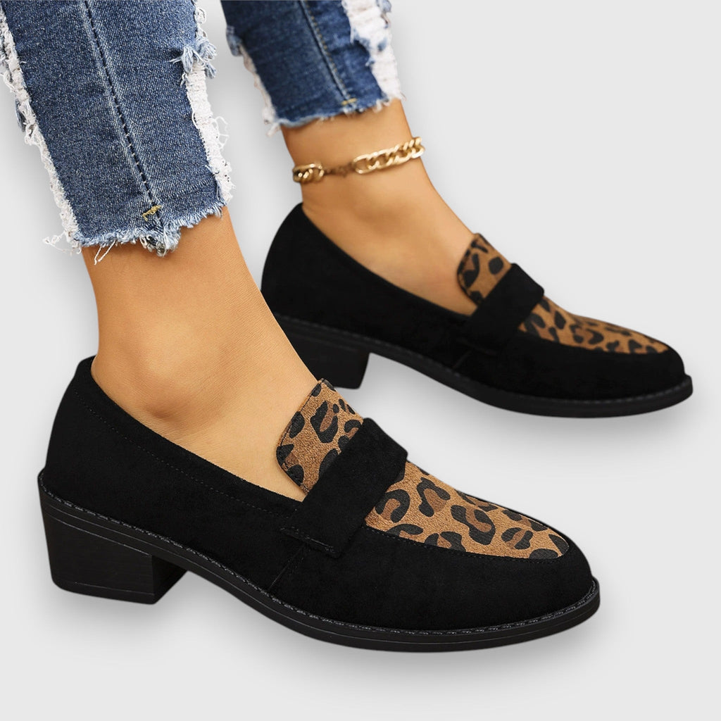 Women’s Chic Leopard Pattern Loafers for Everyday Style Black