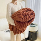 Plush Ribbed Blanket for Cozy Warmth and Daily Comfort Use Brown