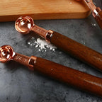Premium Measuring Cups & Spoons | Steel Set with Wood Handle