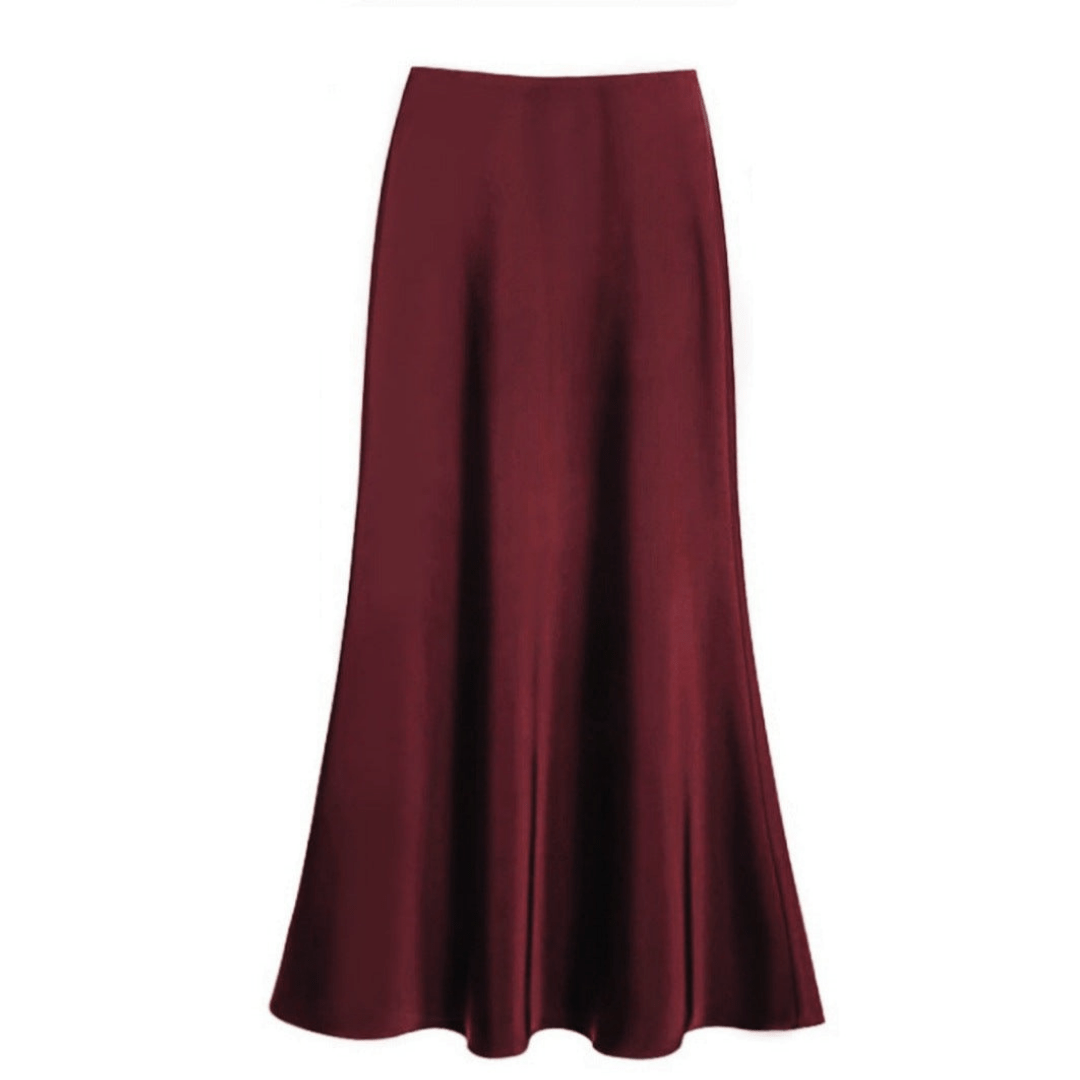 Women’s Elegant Flowing Midi Skirt Red