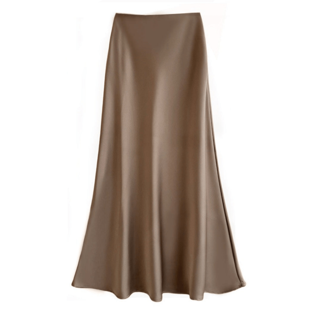 Women’s Elegant Flowing Midi Skirt Light Brown