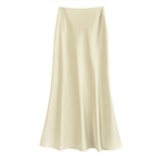 Women’s Elegant Flowing Midi Skirt Light Yellow