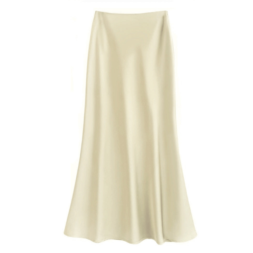 Women’s Elegant Flowing Midi Skirt Light Yellow