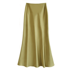 Women’s Elegant Flowing Midi Skirt Yellow