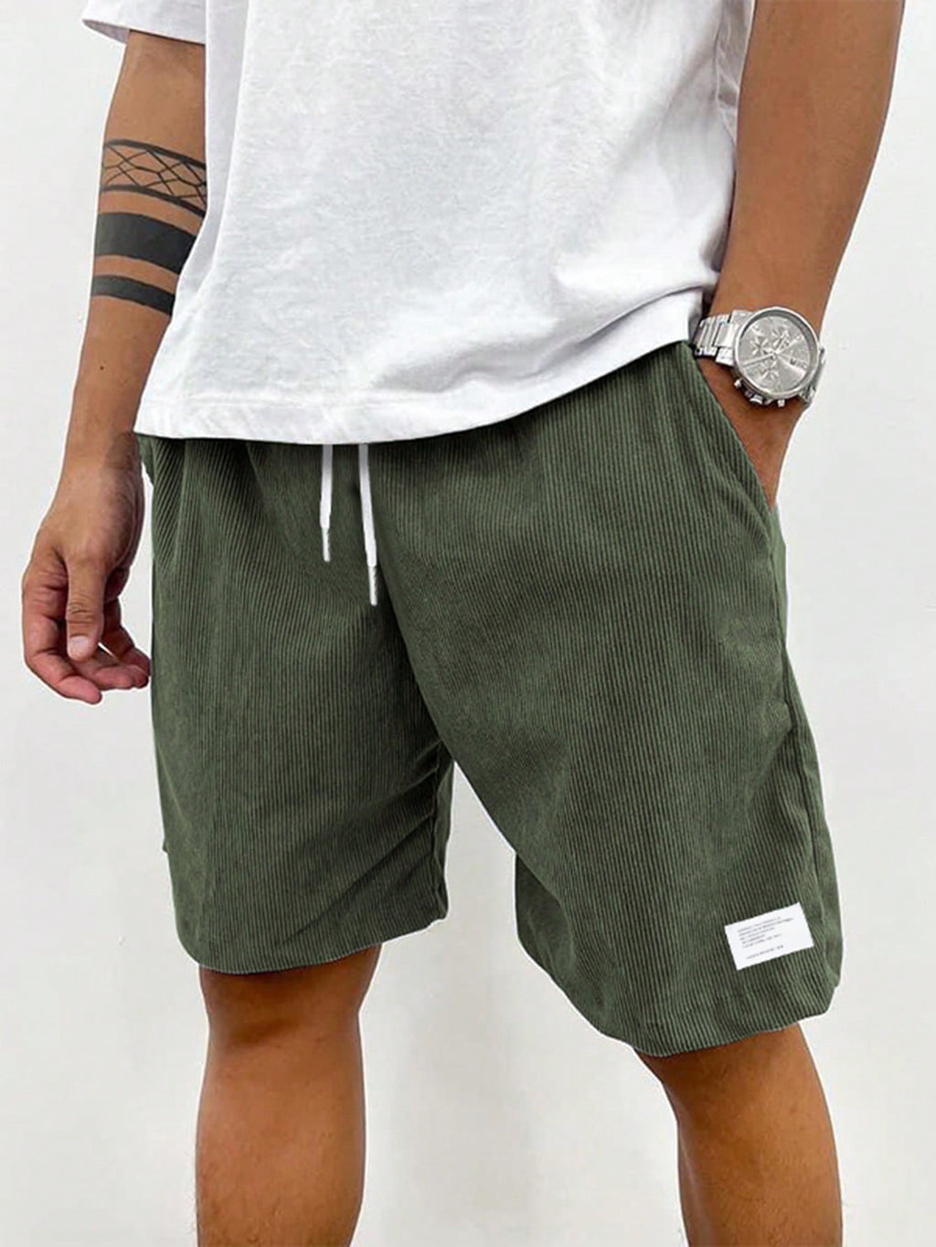 Men’s Casual Drawstring Shorts for Summer Comfort Green