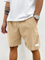 Men’s Casual Drawstring Shorts for Summer Comfort Beige