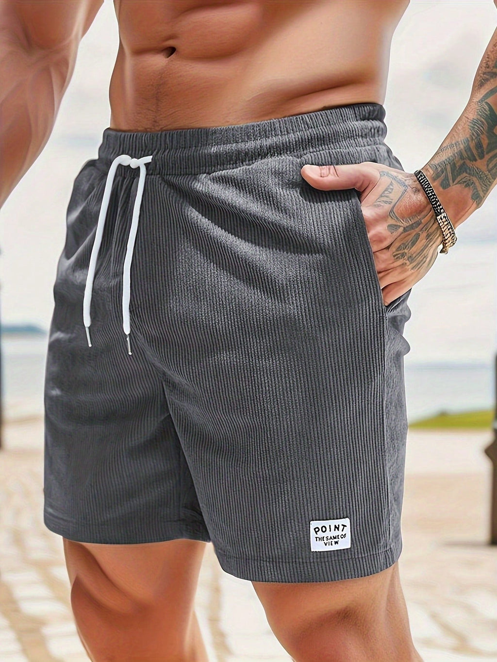 Men’s Casual Drawstring Shorts for Summer Comfort Grey