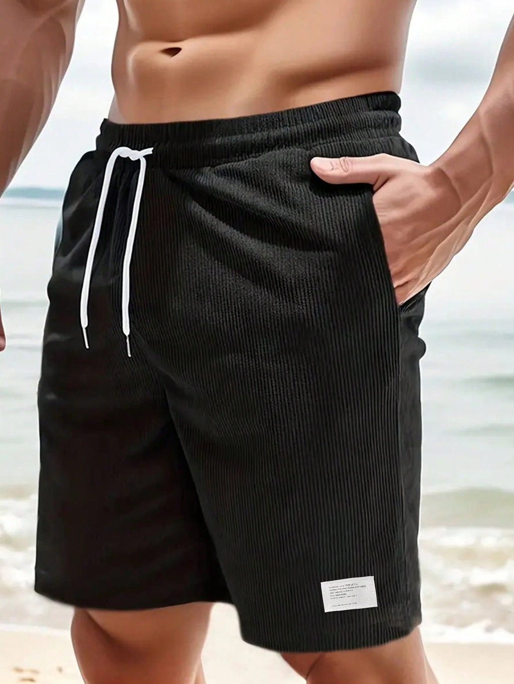 Men’s Casual Drawstring Shorts for Summer Comfort Black