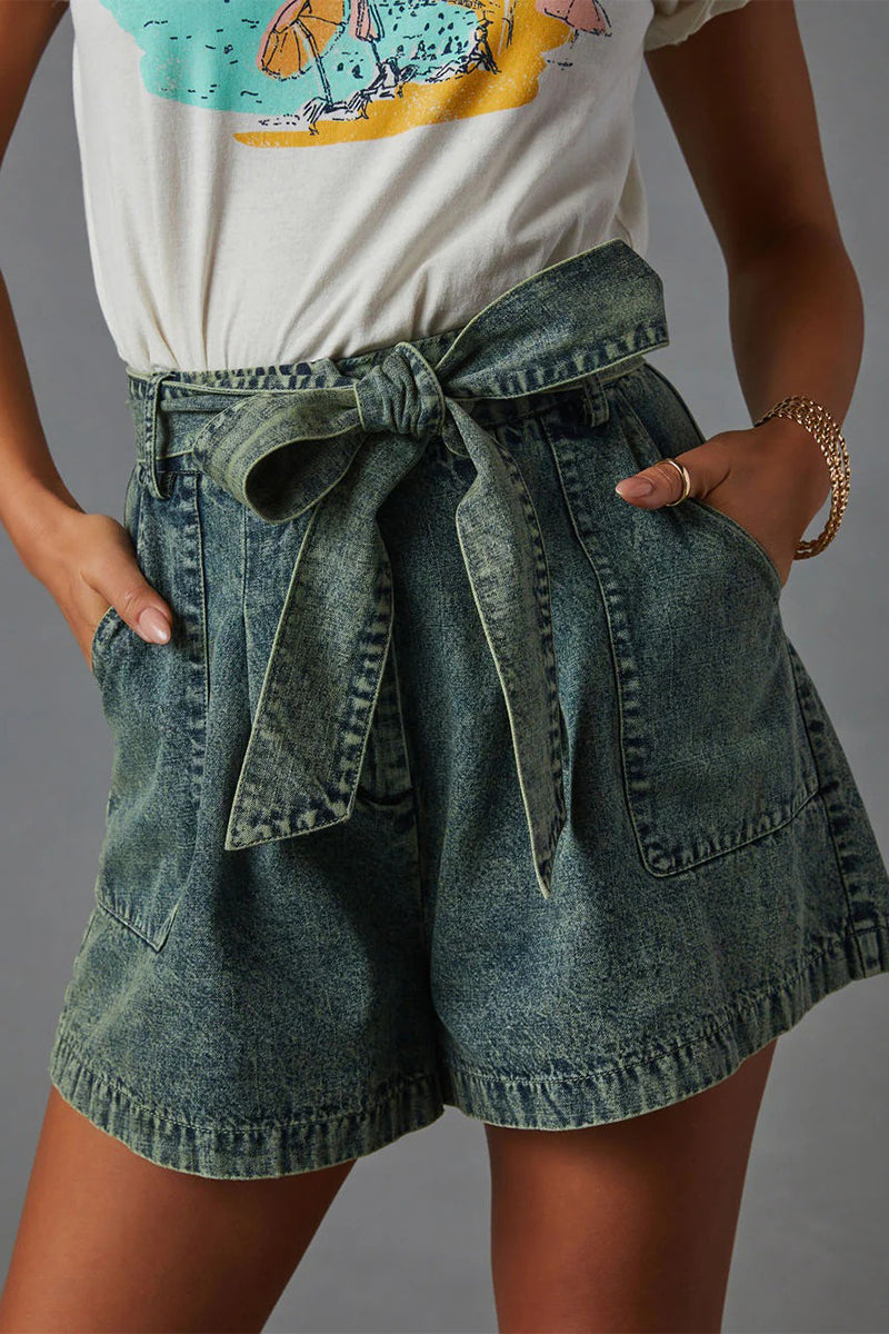 Women’s Casual Vintage High Waist Denim Shorts Blue