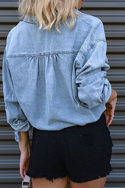 Women’s Short Denim Top – Casual Everyday Top
