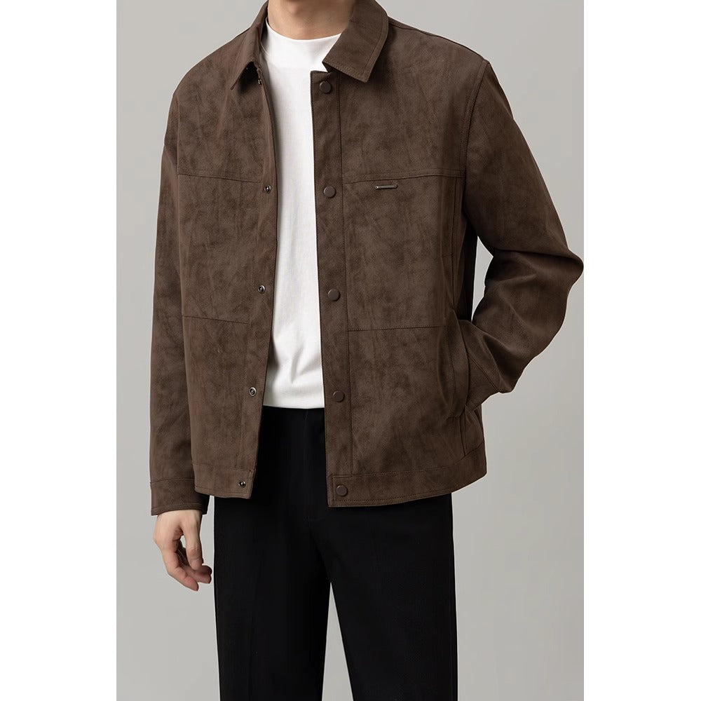 Men’s Versatile Button-Down Shirt Jacket with Pockets