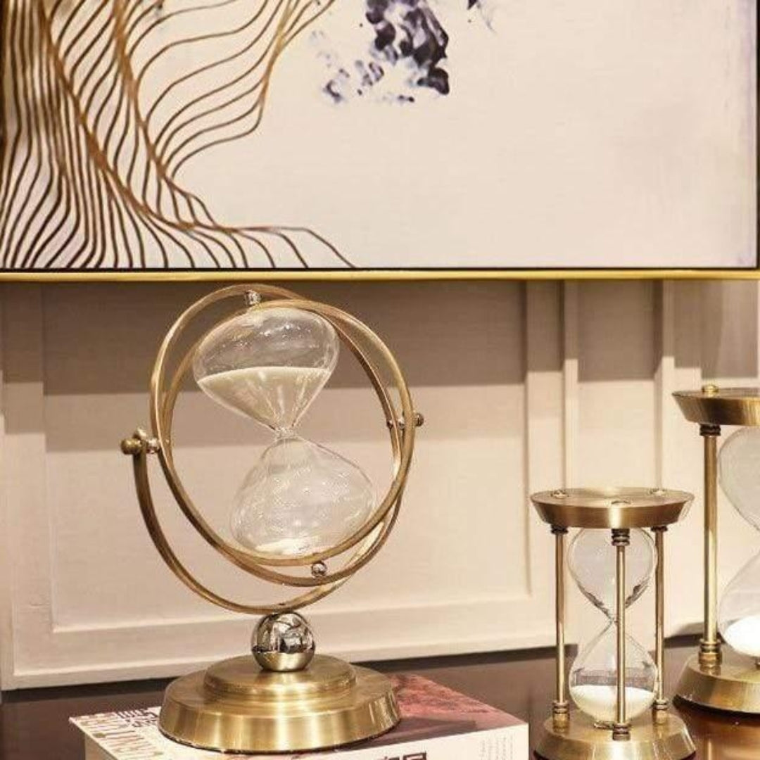 Elegant Metal Hourglass for Refined Living Room Decor Accent