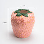 Designer Strawberry Ceramic Vase | Unique Tabletop Decor Pink