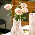Artistic Pink Marble Effect Glass Vase for Desk Hydroponics