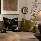 Classic Crane and Pine Embroidered Cushion Cover Decor Set