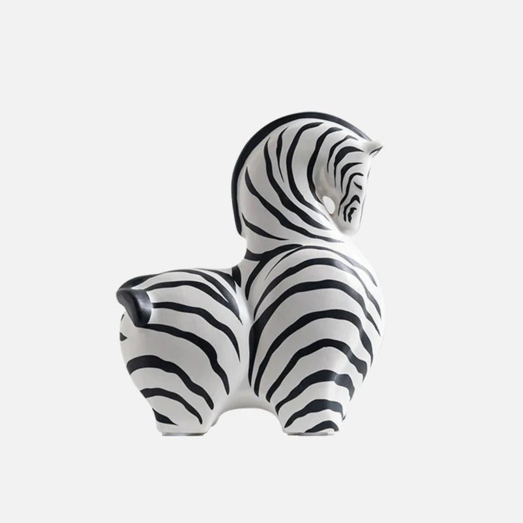 Sculptural Ceramic Animal Figure | Modern Interior Accent Striped Down
