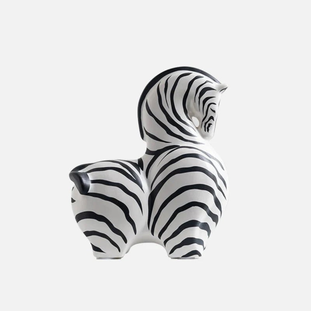 Sculptural Ceramic Animal Figure | Modern Interior Accent Striped Down