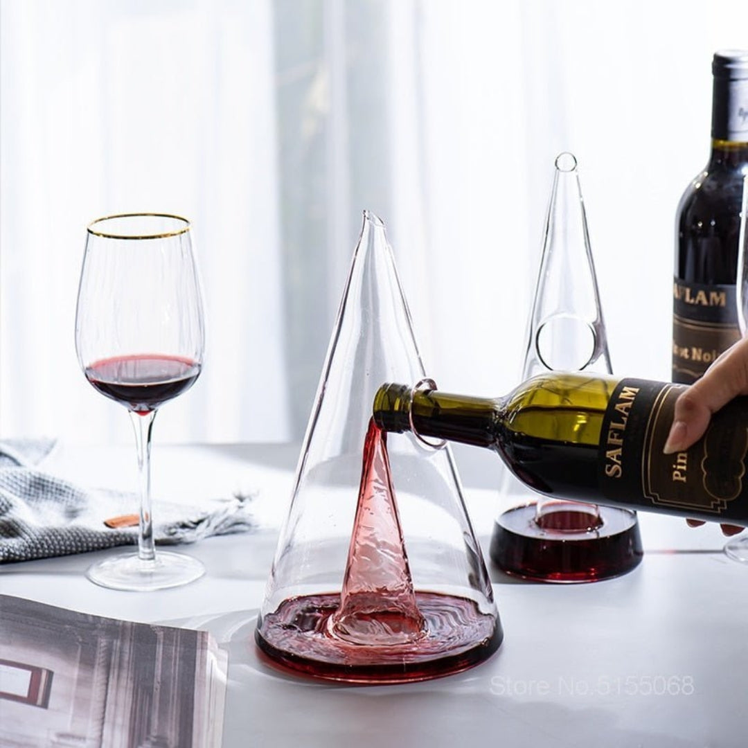 Modern Wine Decanter Carafe | Conical Glass Design Serve
