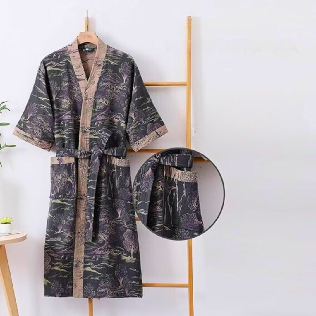 Modern Kimono Robe for Comfortable Home Lounge Wear Style Brown