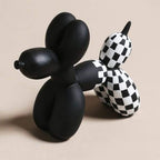 Balloon Dog Figurine for Modern Playful Home Decor Interior Checked Black