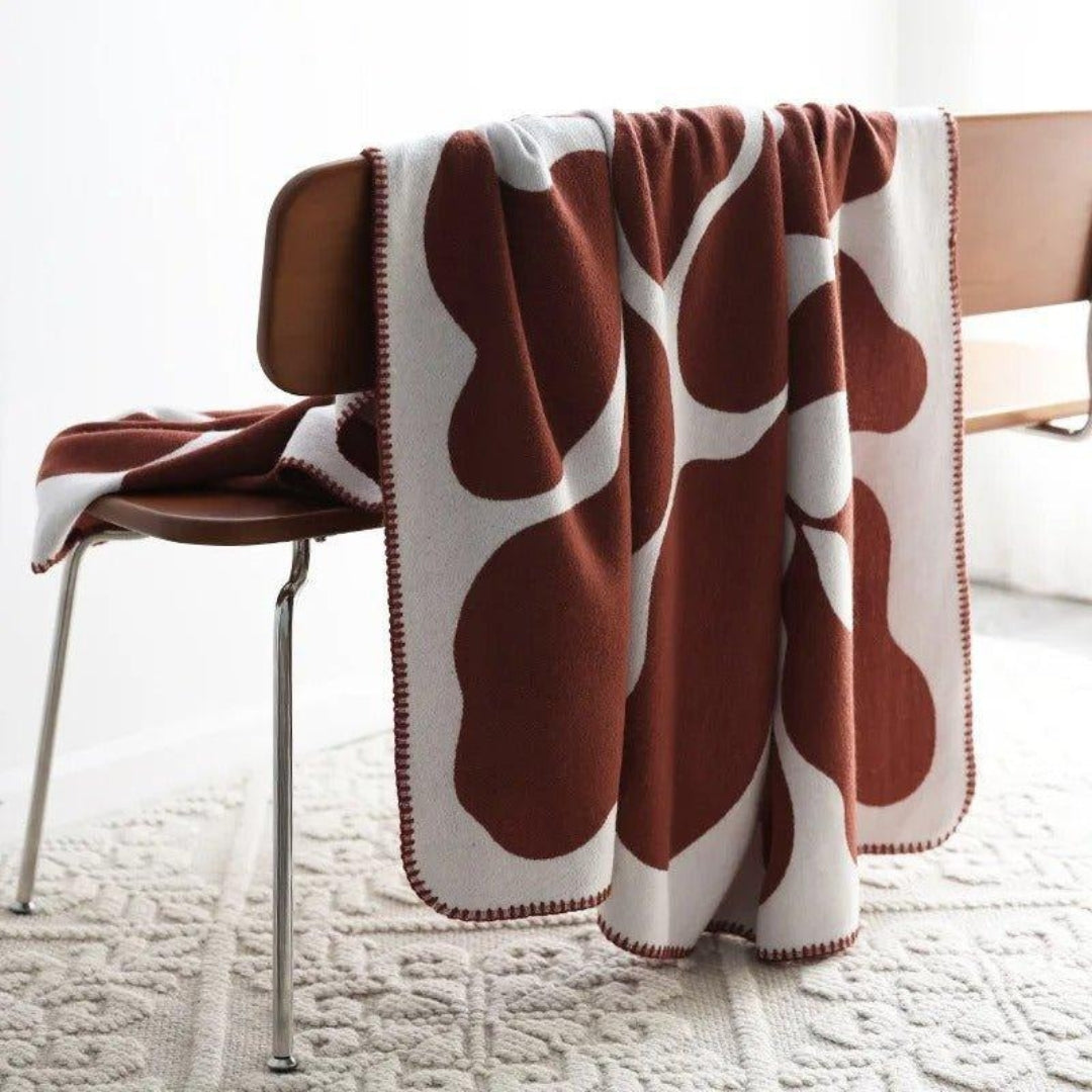 Modern Bohemian Living Blanket Featuring Abstract Design Red