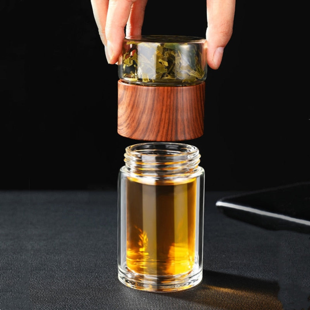 Portable Glass Tea Infuser Bottle 230ml Double Walled Use