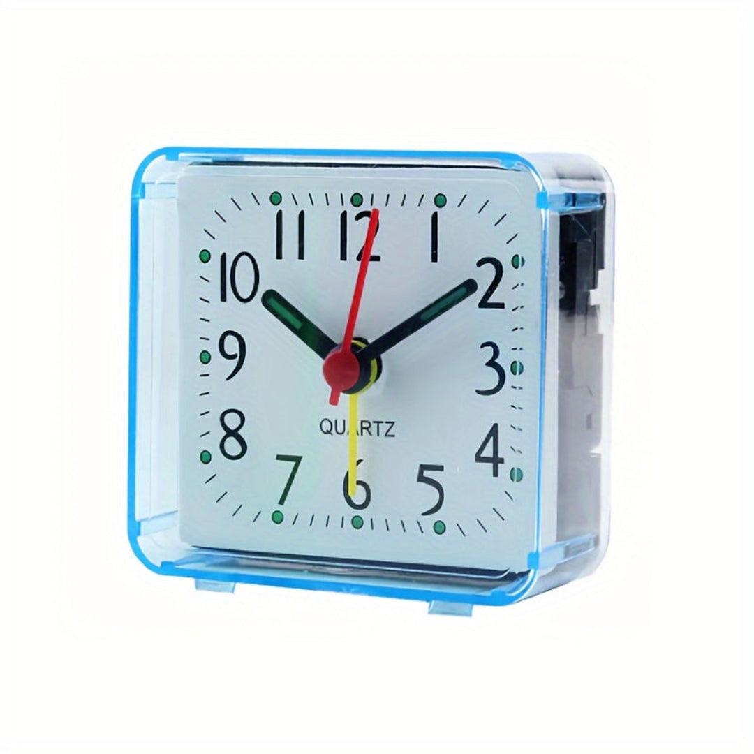 Compact Square Alarm Clock with Sound | Bedroom Timekeeping Blue