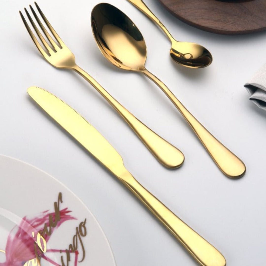 Luxury Gold Teardrop Stainless Steel Cutlery Set Dining