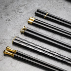 Luxe Metal Chopsticks Set of 5 | Modern Black Gold Design