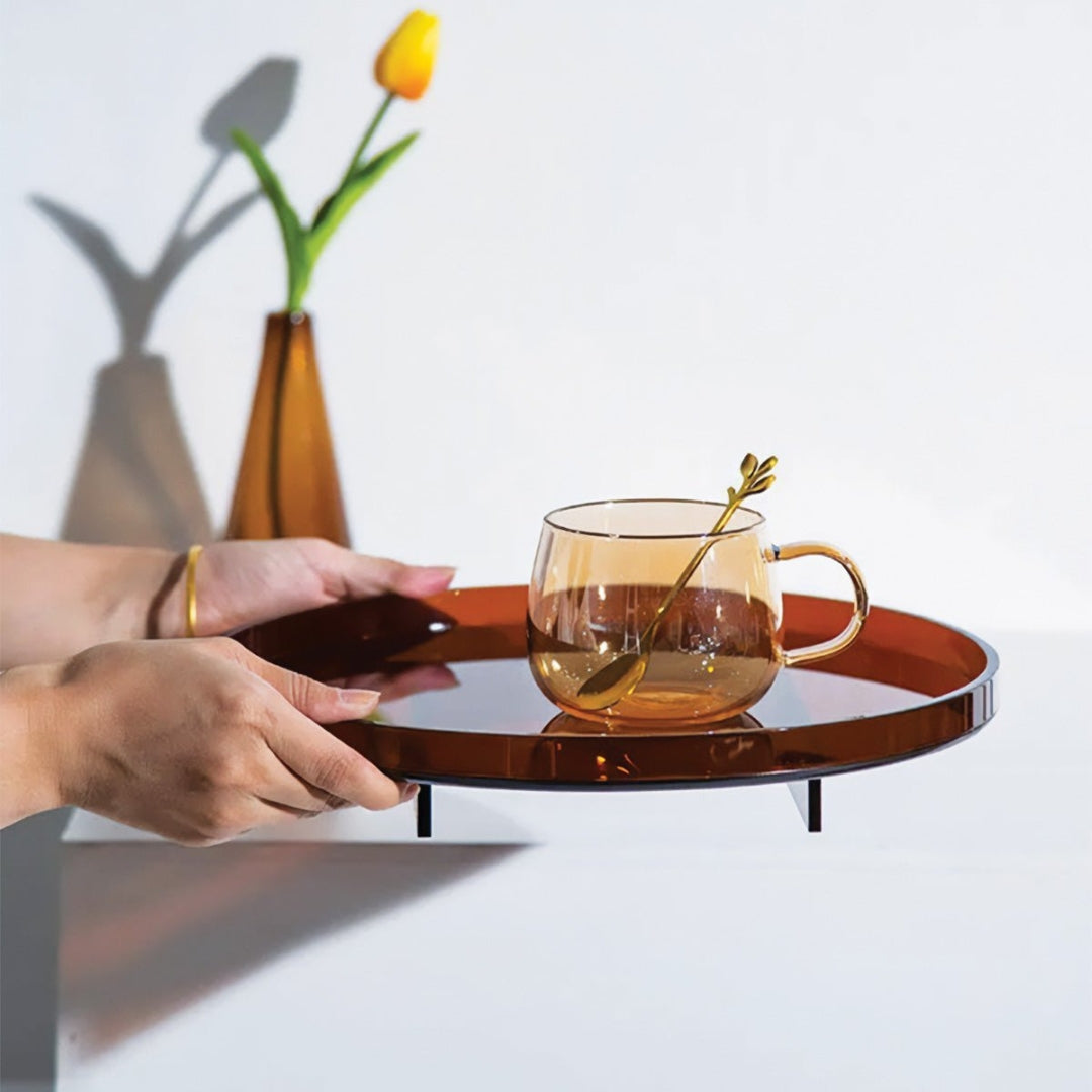 Minimal Orange Acrylic Serving Tray for Rectangular Round Use Round