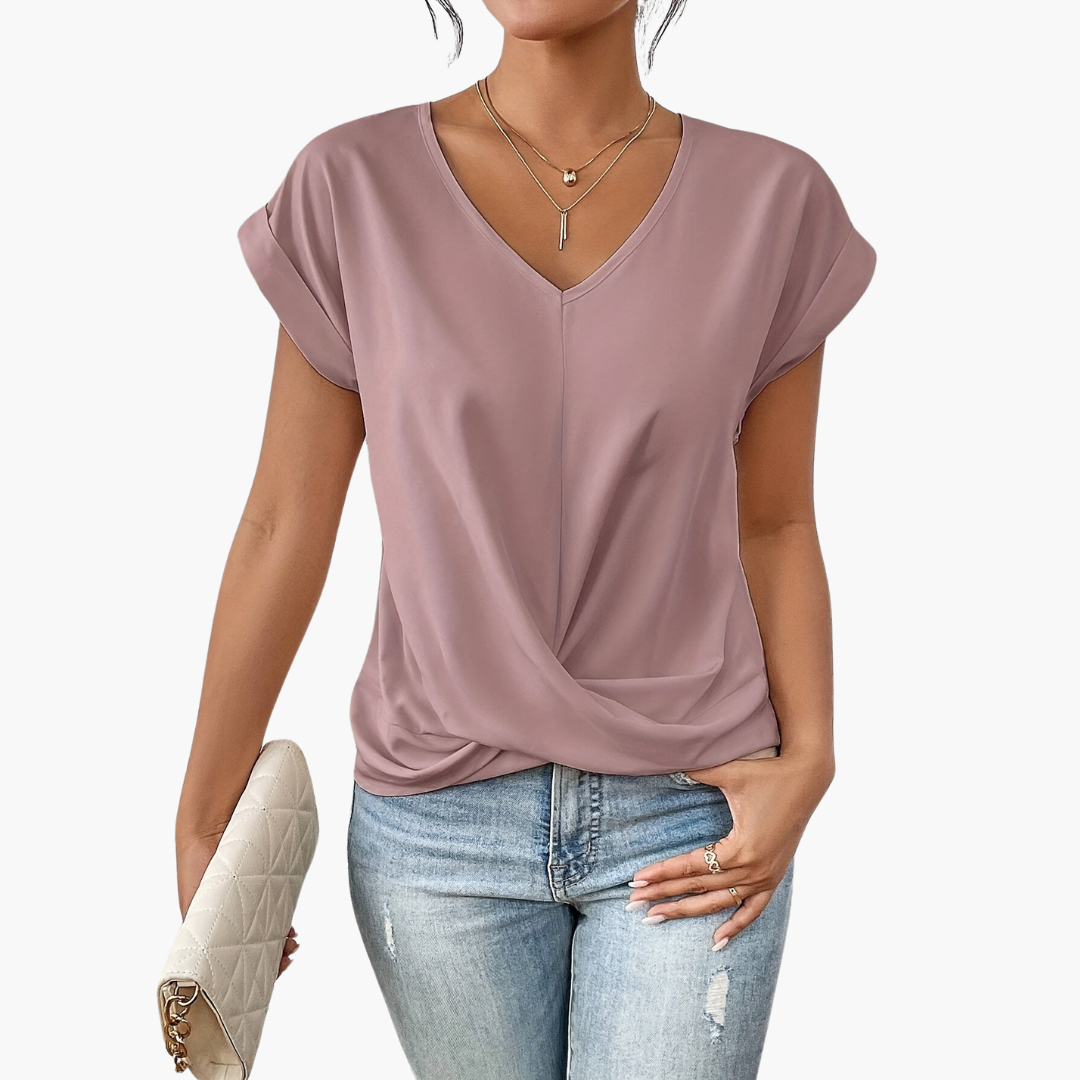 Women’s Casual T-Shirt with Flattering Heart Neckline Pink