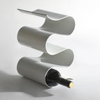 Contemporary Metal Wine Rack Display for Four Bottles Home Glossy White