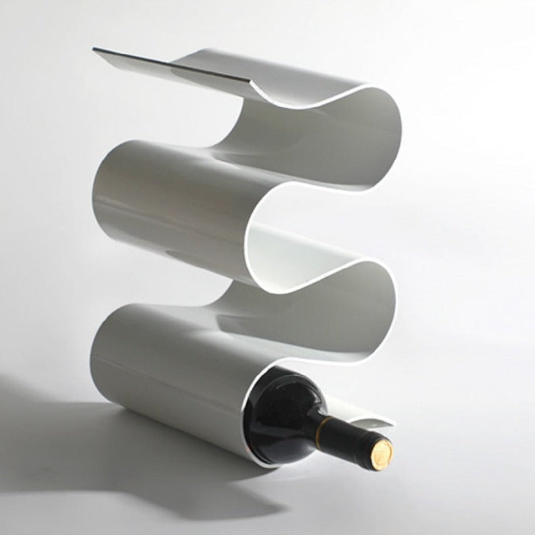 Contemporary Metal Wine Rack Display for Four Bottles Home Glossy White