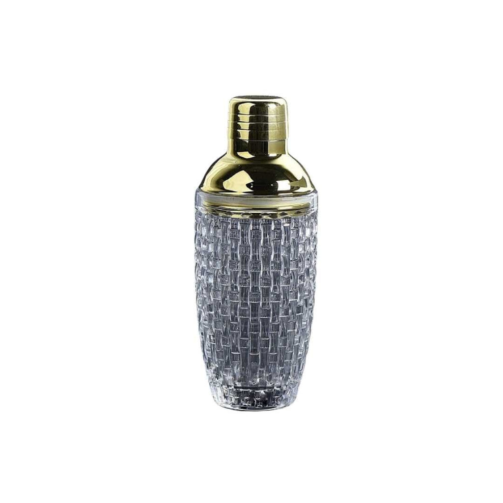 Elegant Glass and Gold Steel Cocktail Shaker for Home Bars