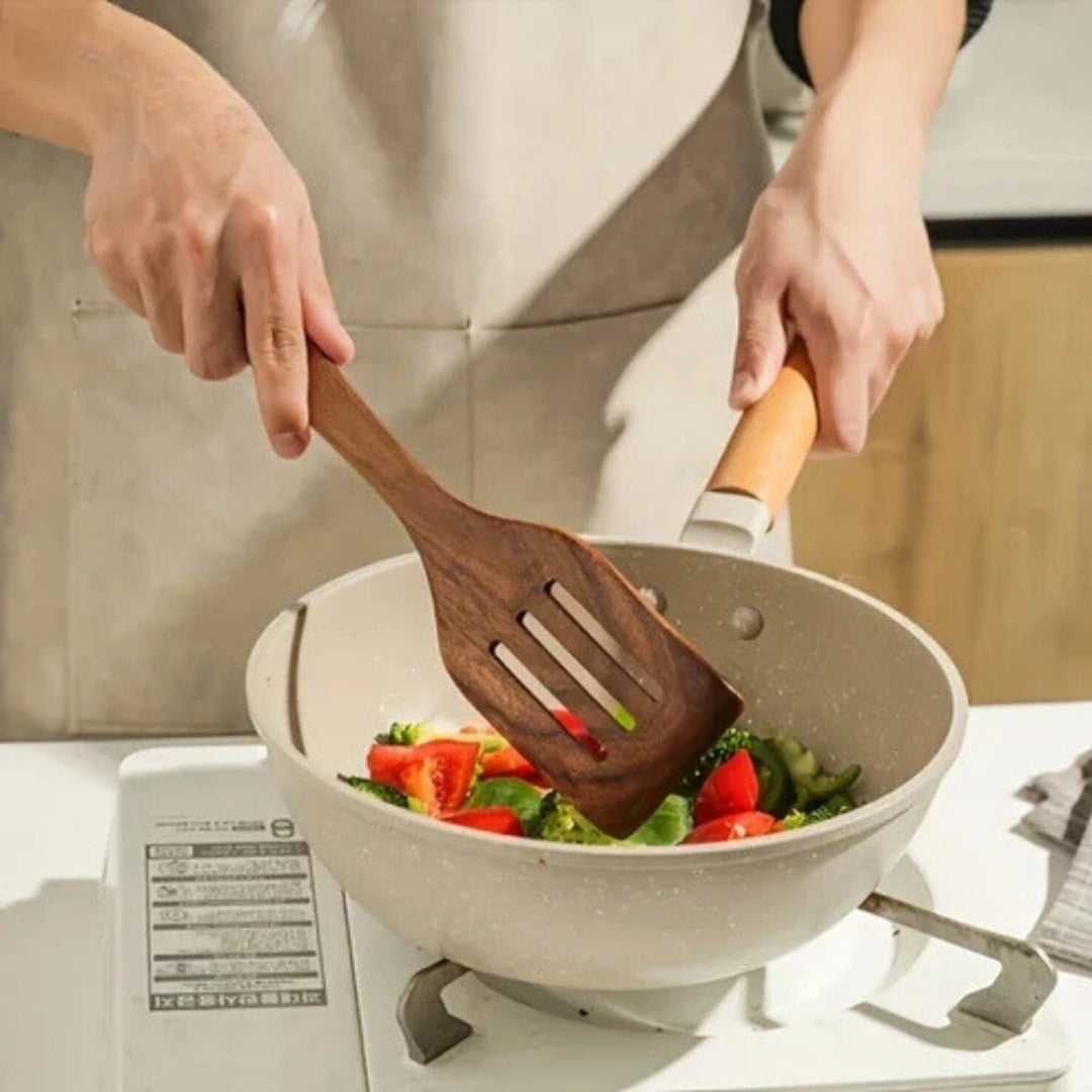 Minimal Wooden Kitchen Utensil Set 7 Piece Home Cooking