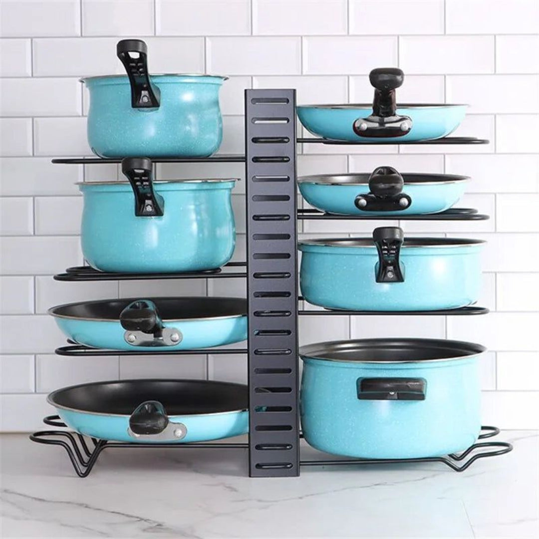 Heavy-Duty Pot and Pan Organizer | Space-Saving Kitchen Rack Double Sided